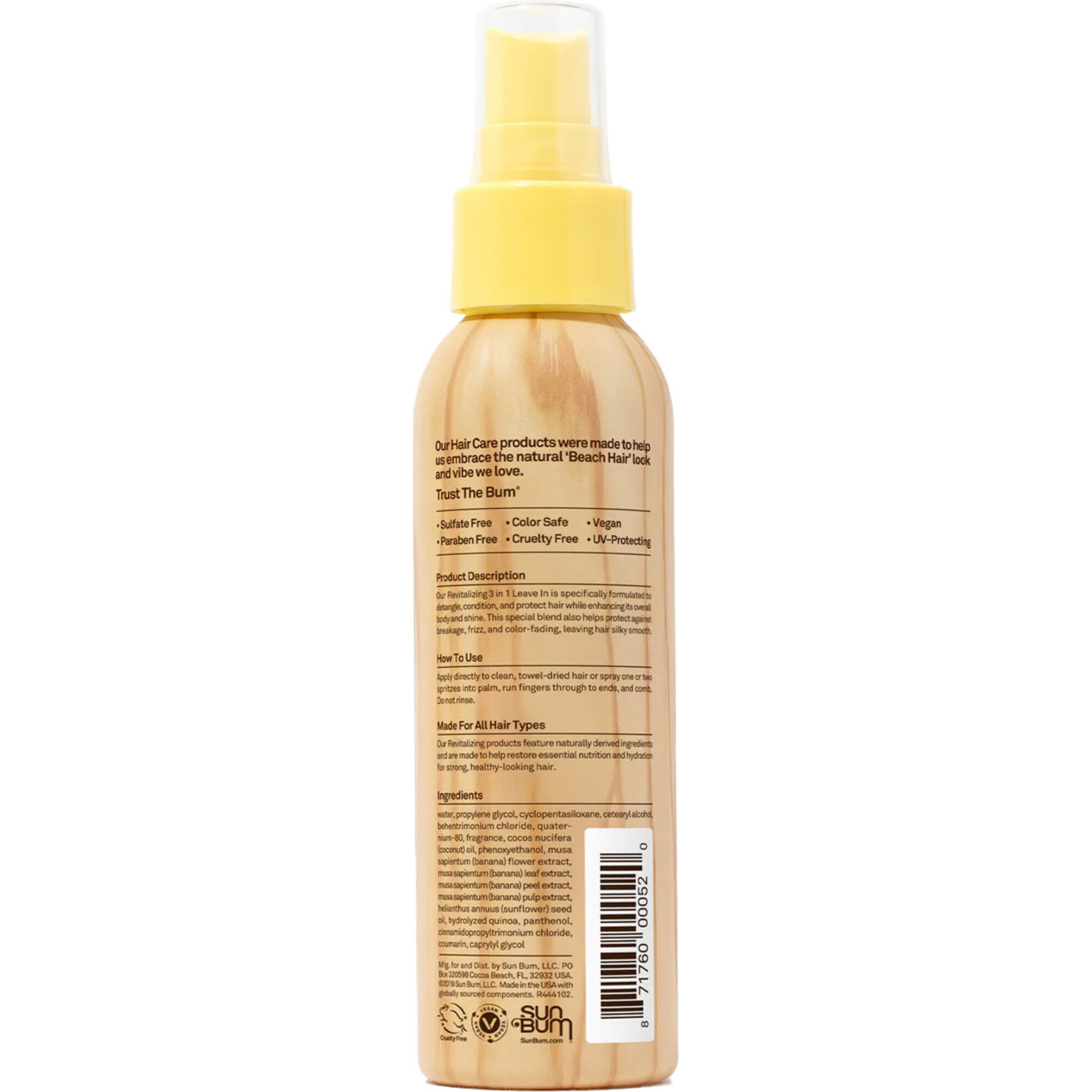 2025 Sun Bum Revitalizing 3 in 1 Leave in Hair Conditioner 118ml SB322442